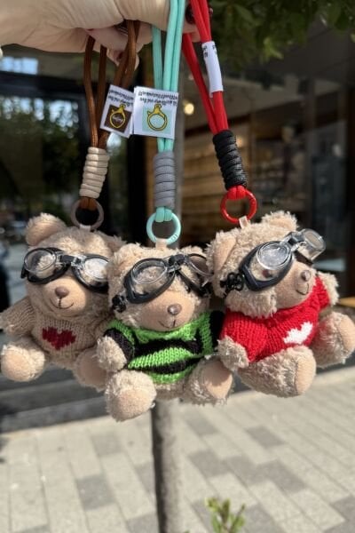 Kazaklı Peluş Ayıcık Çanta Charmı Anahtarlık