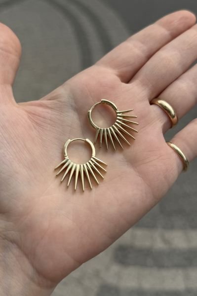 VIP Güneş Model Halka Küpe 14K