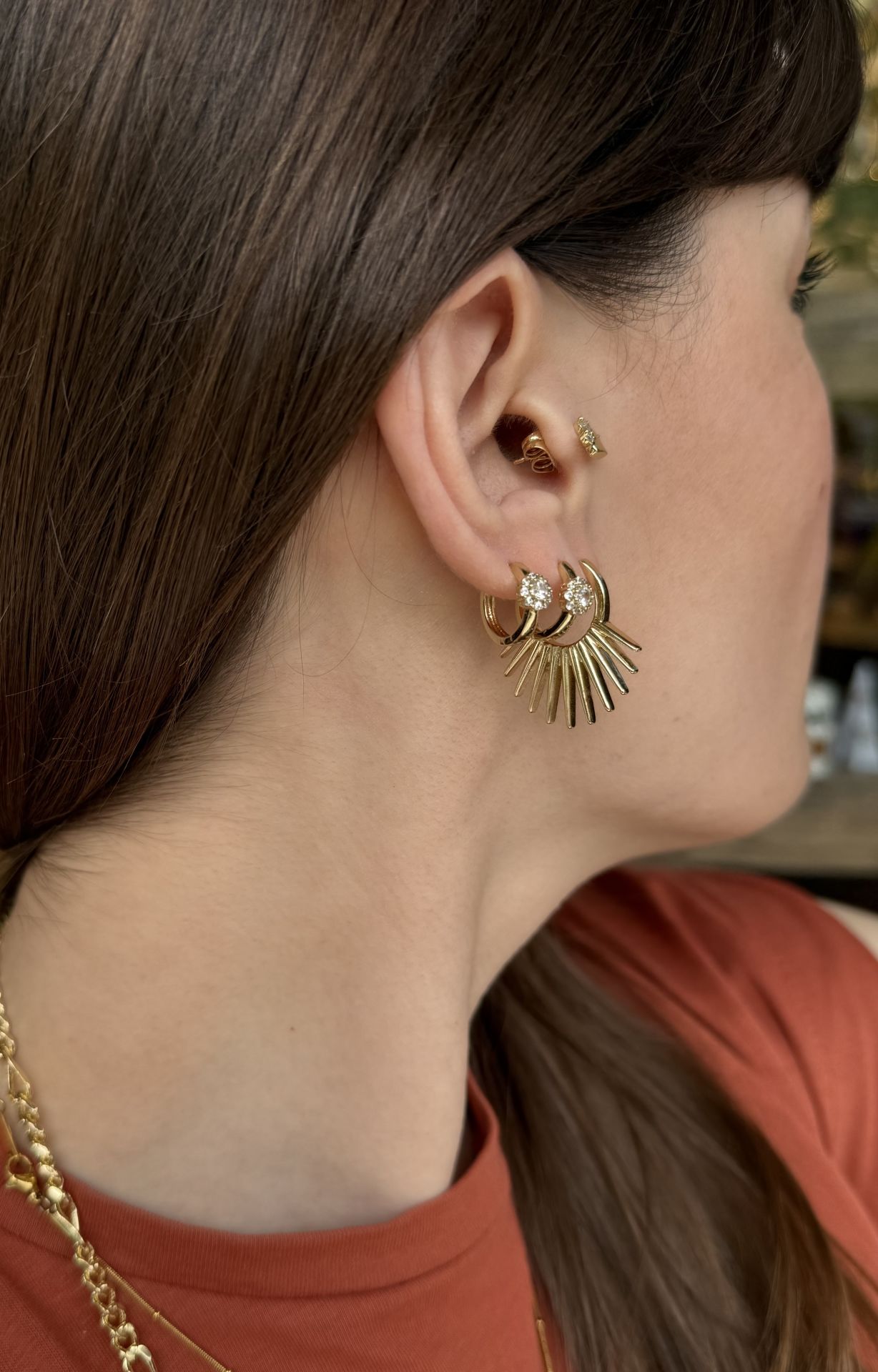 VIP Güneş Model Halka Küpe 14K