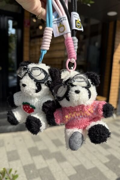 Kazaklı Panda Peluş Çanta Charmı Anahtarlık