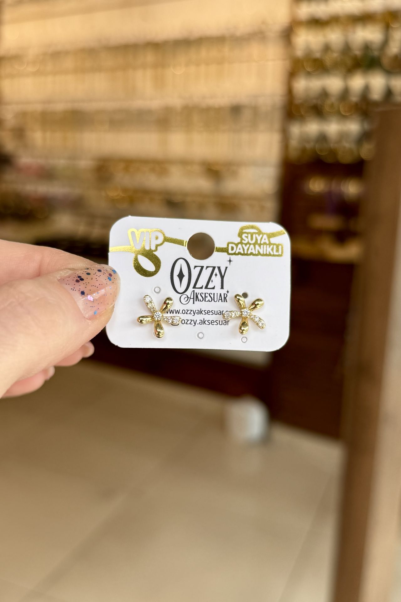 VIP Gömme Taşlı Çiçek Küpe 14K