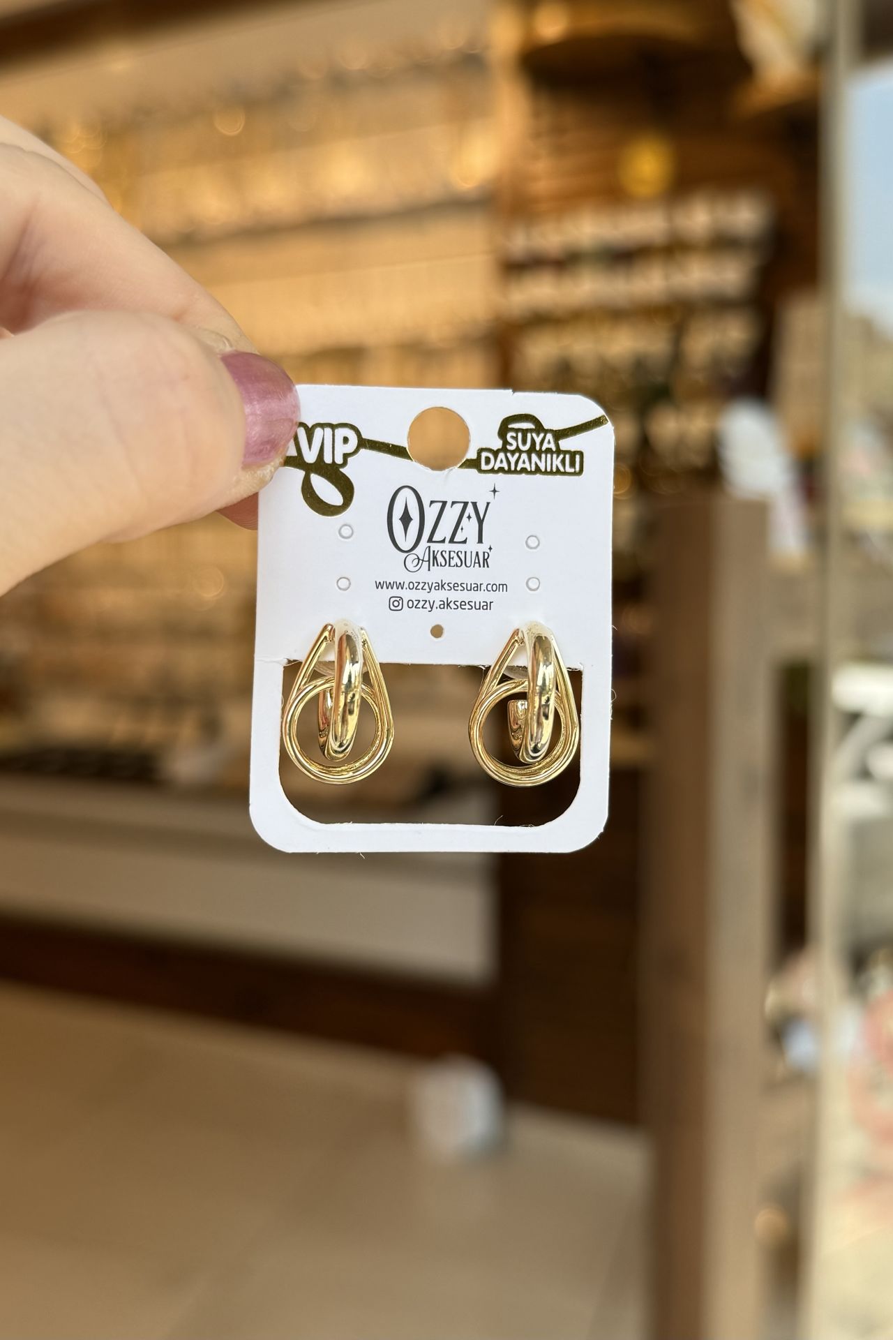 VIP İç İçe Halkalı Model Küpe 14K