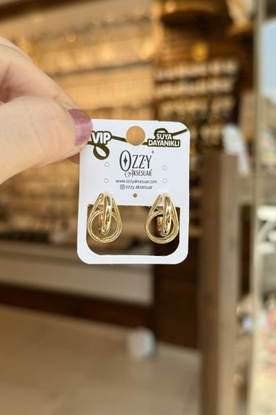 VIP İç İçe Halkalı Model Küpe 14K