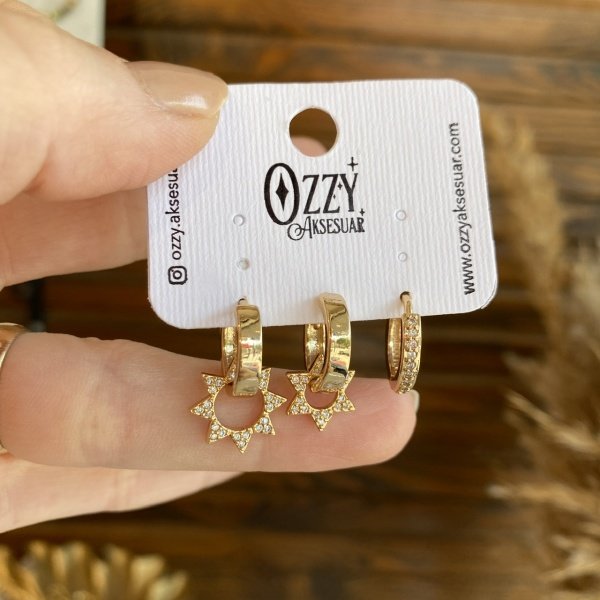 3'lü Güneş Set Küpe