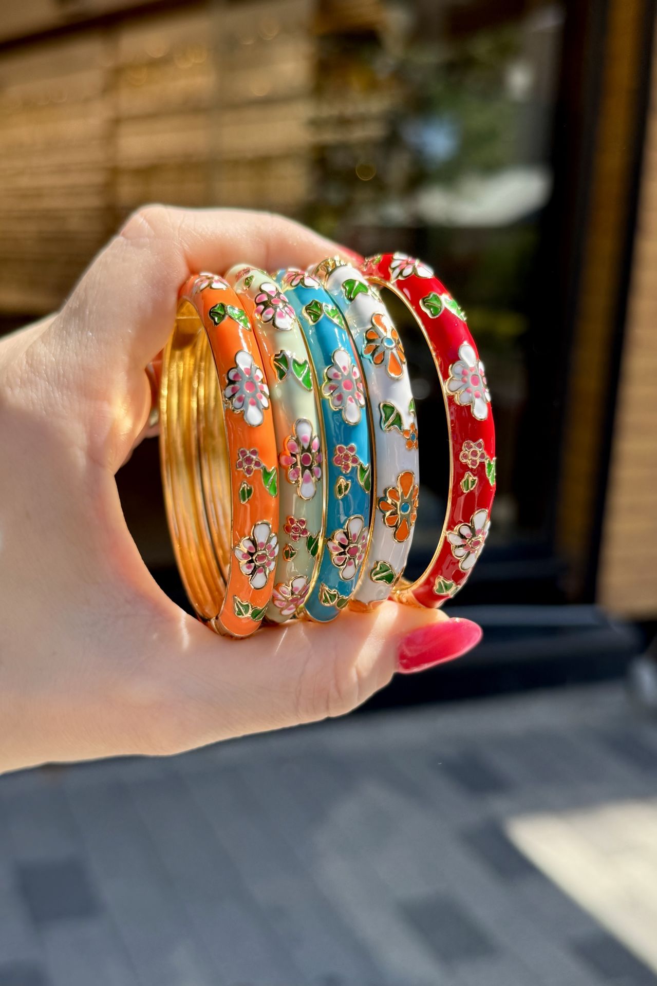 Mineli Çiçekli Vintage Yaylı Bileklik-Çap 6 cm