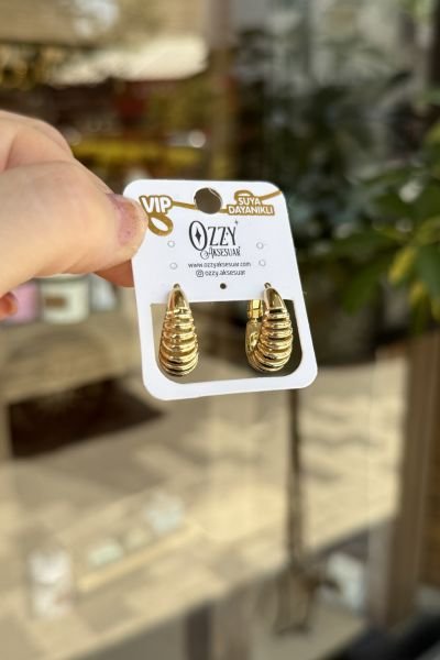 VIP Kafesli Bombe Halka Küpe 14K