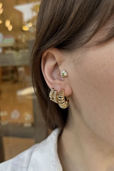 VIP Kafesli Bombe Halka Küpe 14K