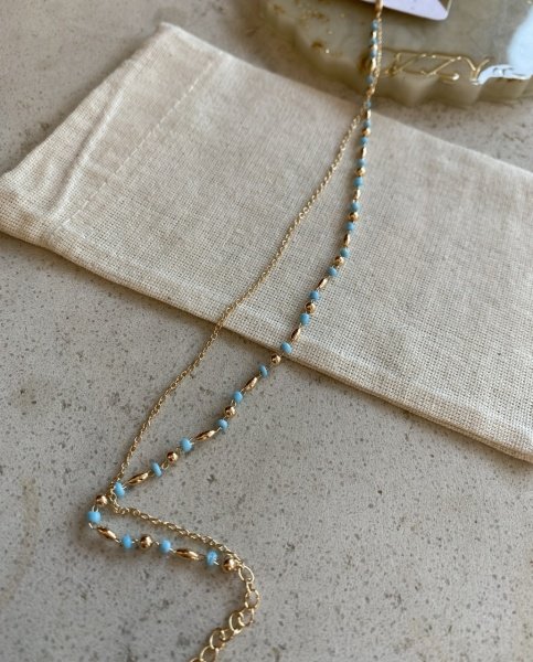 VIP Seri Çift Sıra Mavi Boncuklu Halhal