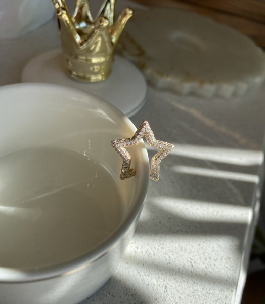 Yıldız Earcuff Gold Beyaz Taşlı