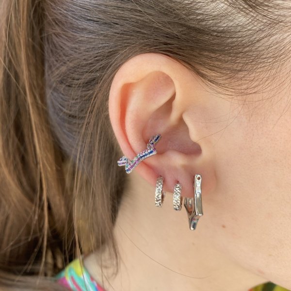 Yıldız Earcuff Mix Taşlı Gümüş Renk