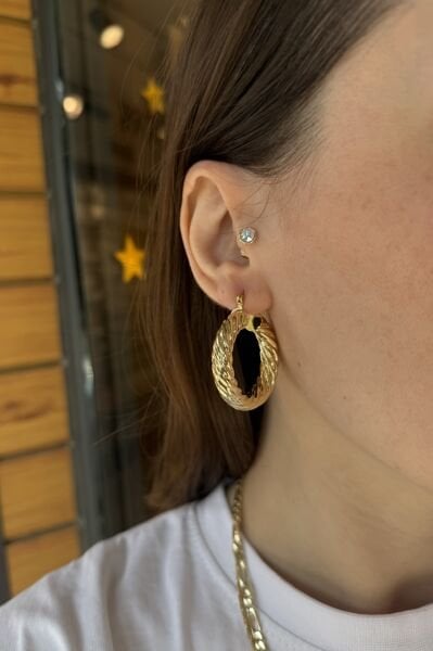 Burgulu Kalın Halka Küpe Büyük 14K