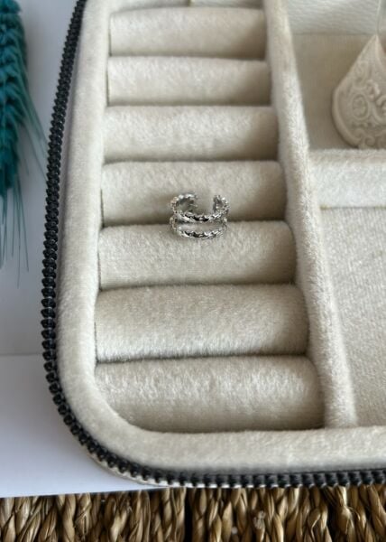 Çift Sıra Yıldız Earcuff Gümüş Renk