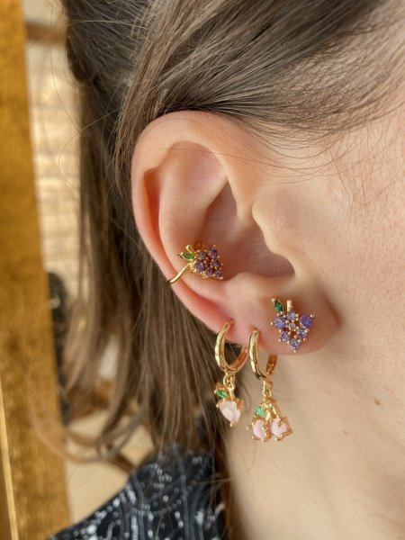 Zirkon Taşlı Üzüm Küpe