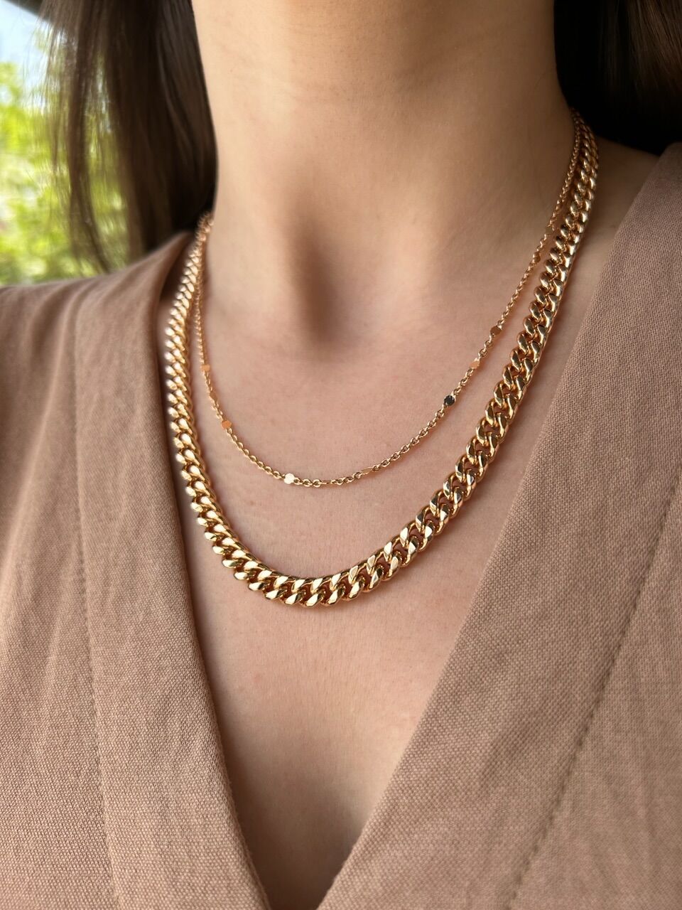 VIP Seri Sık Örgü İçi Dolu Ezme Zincir Kolye 50 cm