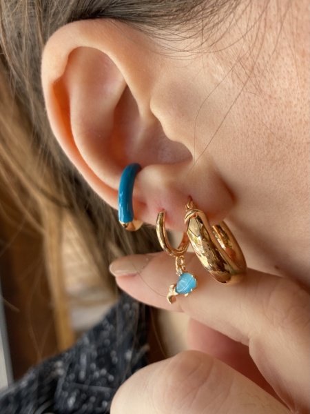 Mavi Mineli Halka Earcuff