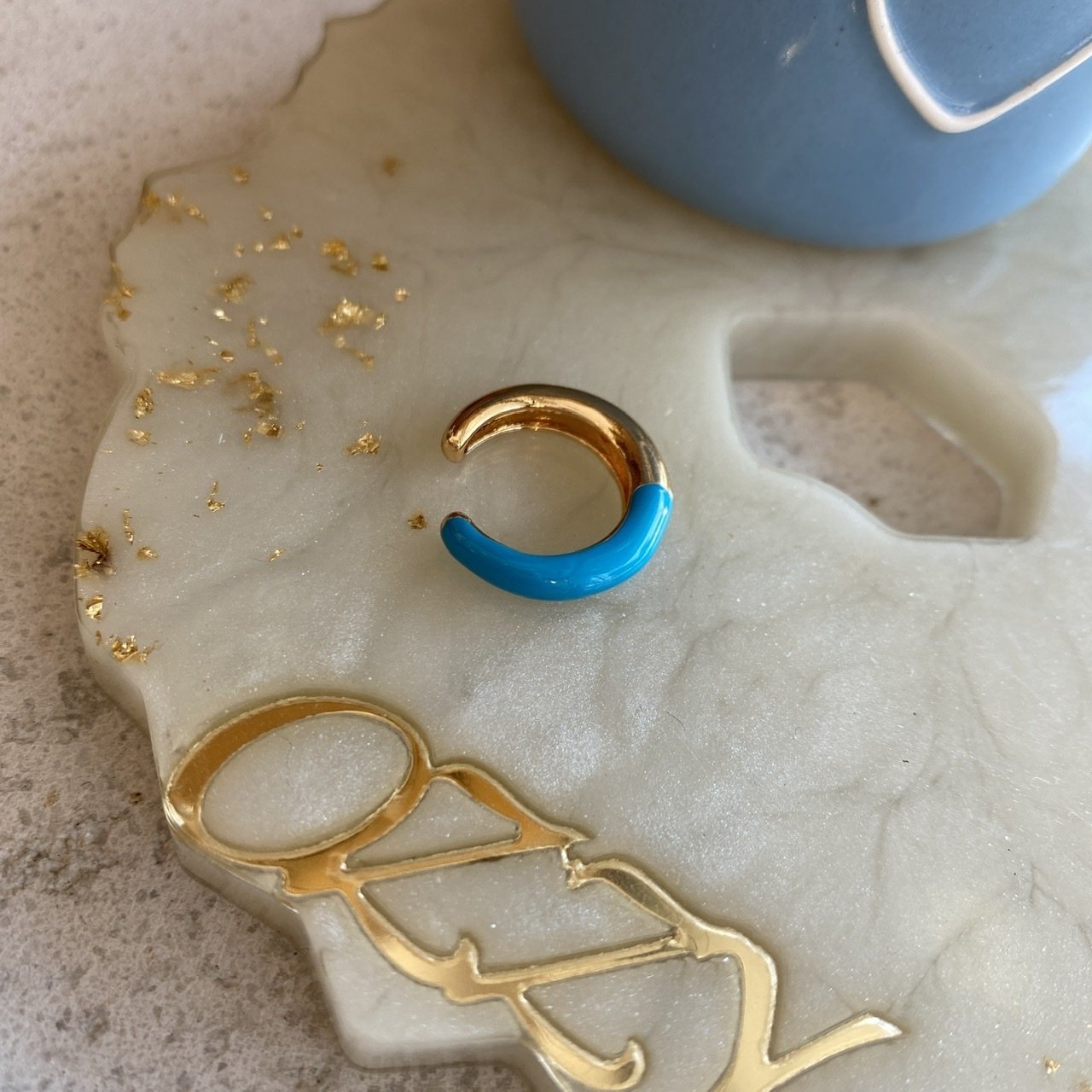 Mavi Mineli Halka Earcuff