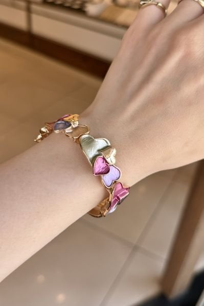 Çok Renkli Kalp Model Lastikli Bileklik