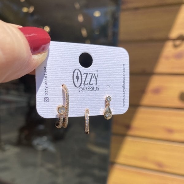 Damla Model 3'lü Set Küpe