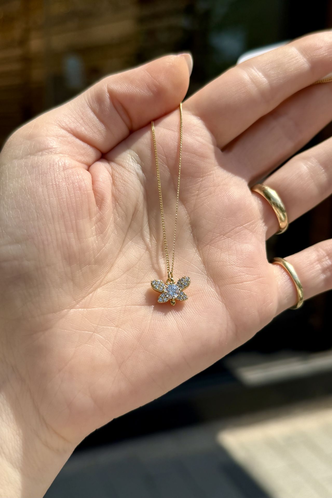 VIP Taş İşlemeli Kelebek Kolye 45 cm 14K