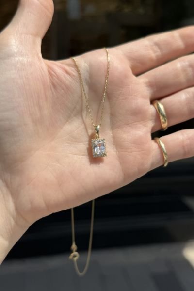 VIP Baget Taşlı Kolye 45 cm 14K