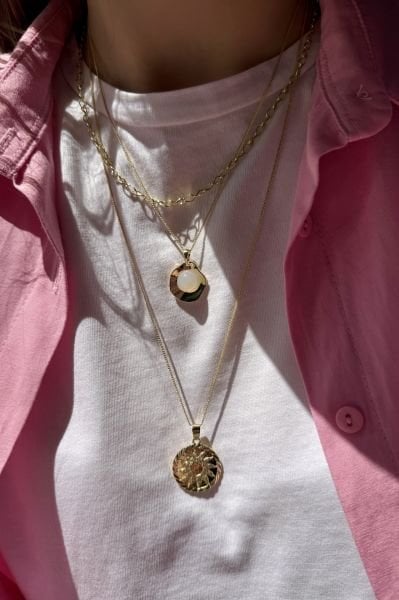 VIP Yarı Saydam Toplu Plaka Kolye 45 cm 14K