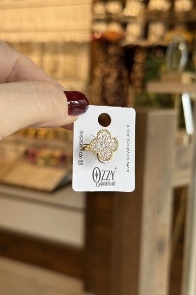 Gömme Taşlı Yonca Model Earcuff Kıkırdak Küpe