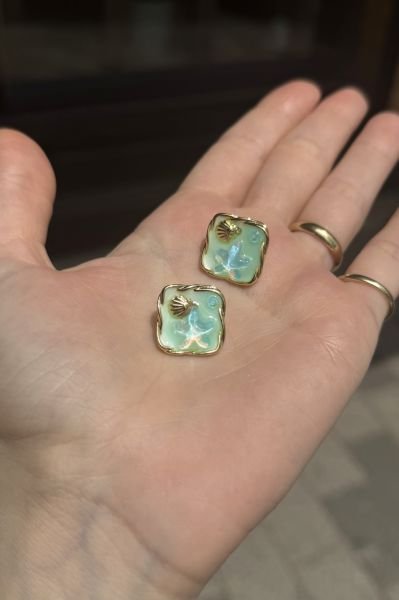 Deniz Yıldızlı Turkuaz Küpe