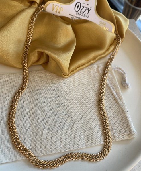 VIP Seri Elmas Kalem İşlemeli Zincir Kolye 55cm