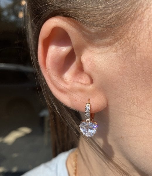 VIP Seri Kalp Zirkon Taşlı Halka Küpe