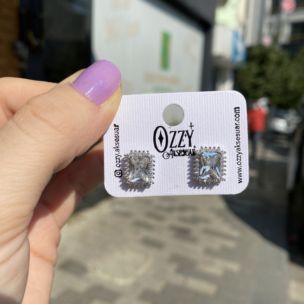 Zirkon Büyük Dikdörtgen Küpe