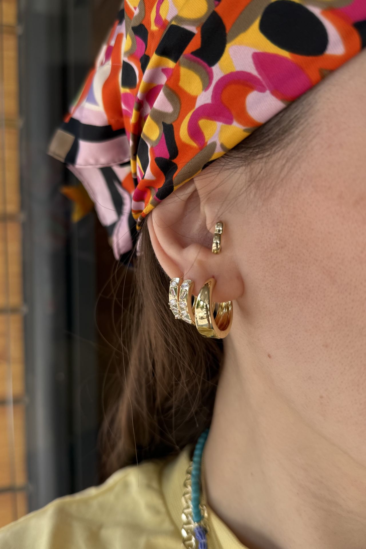 VIP Bombeli Büyük Halka Küpe 14K