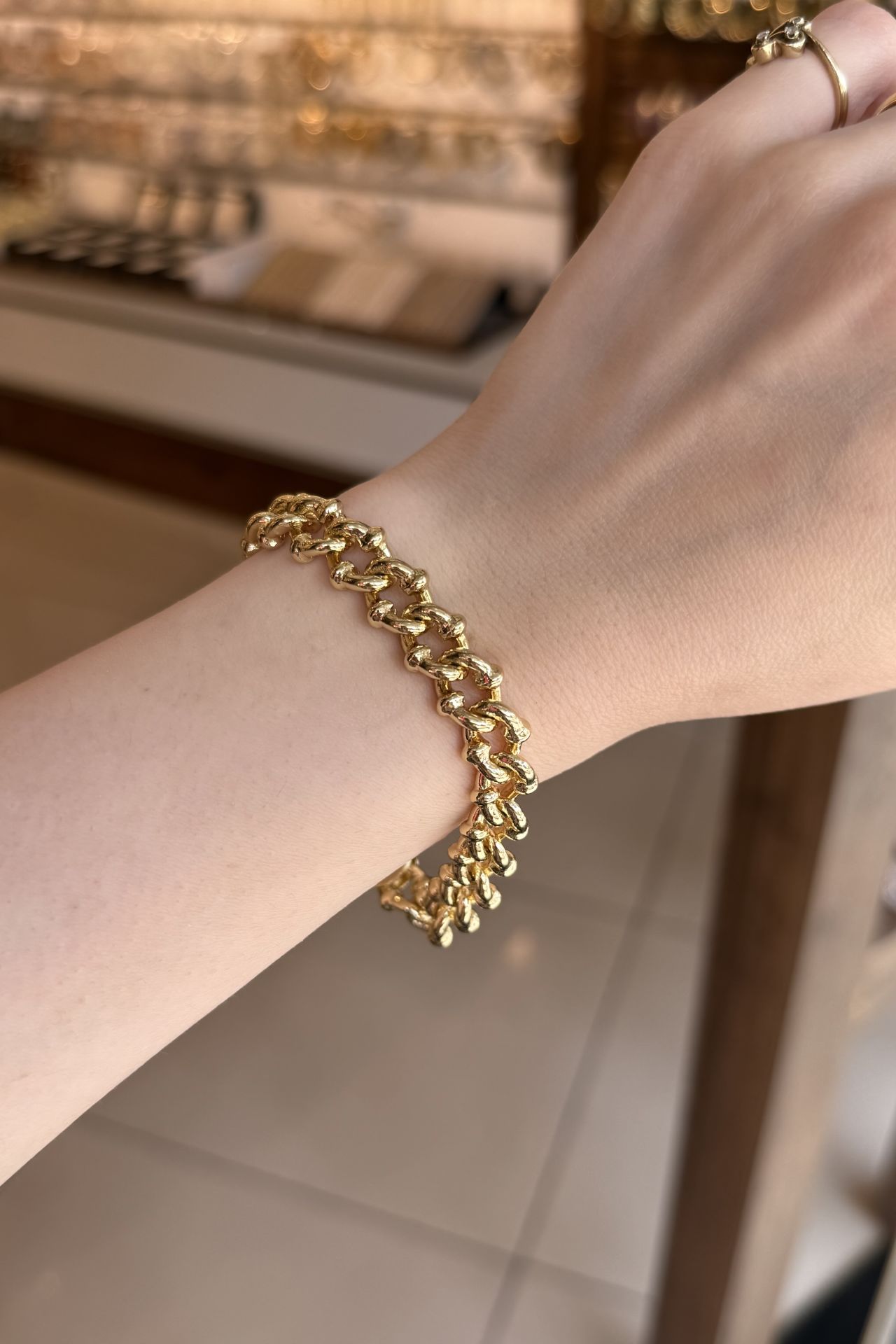 VIP Boğumlu Oval Zincir Bileklik 19 cm 14K