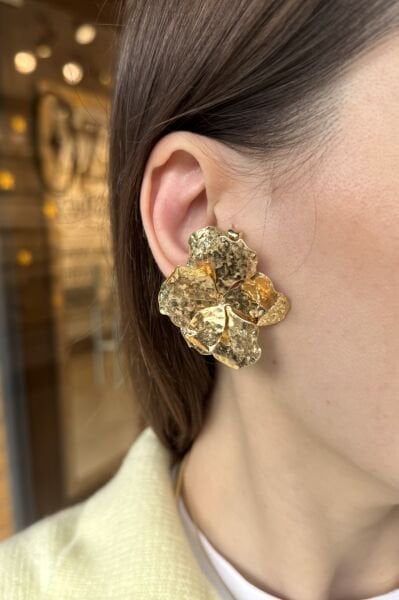 Ezme Plaka Çiçek Küpe