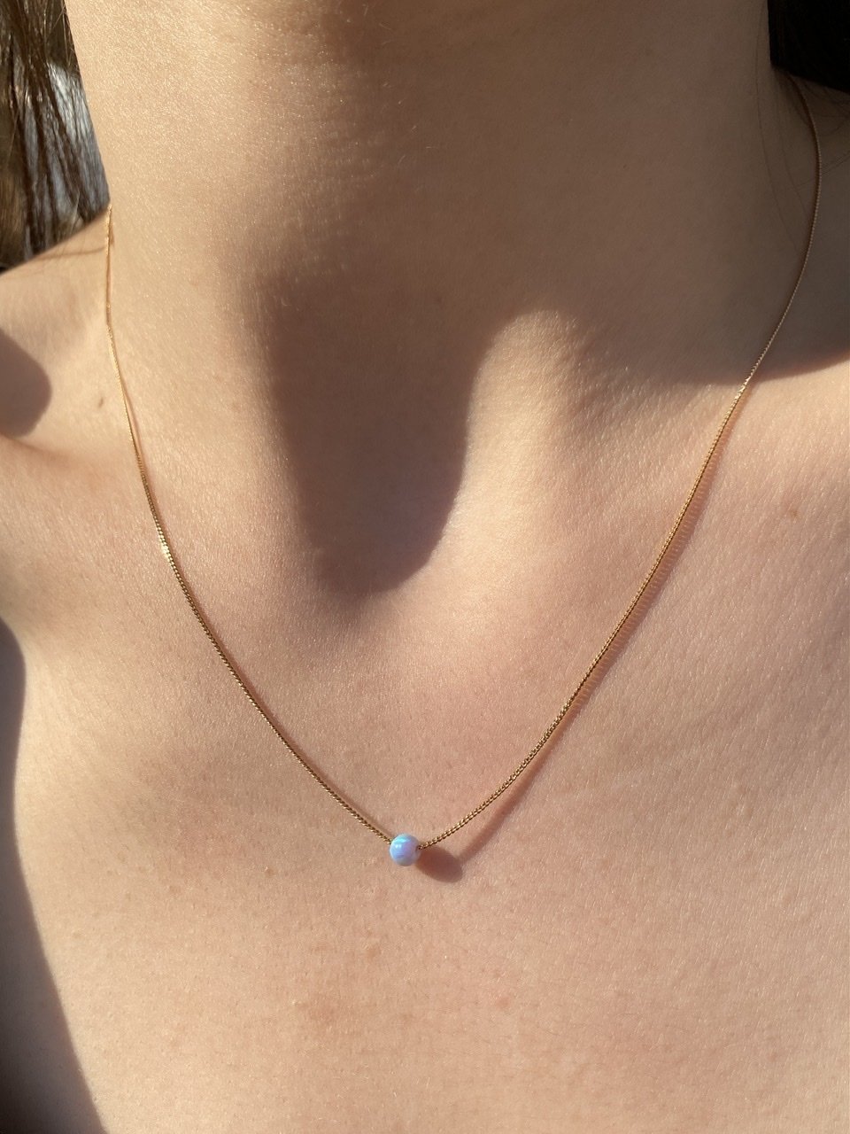 VIP Seri Mavi Opal Taşlı Kolye 45cm