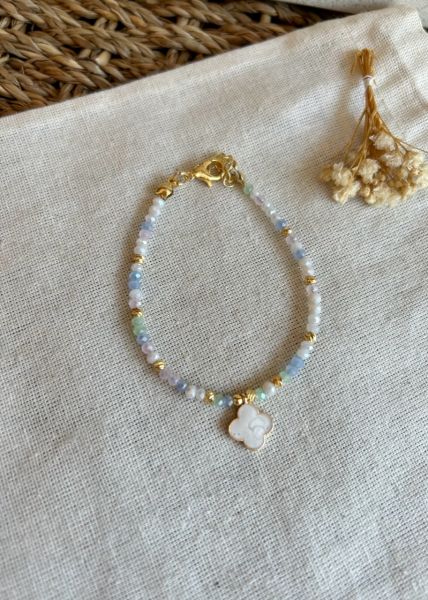 Ozzy Summer Soft Renk Kristal Boncuklu Bileklik Yonca Uçlu