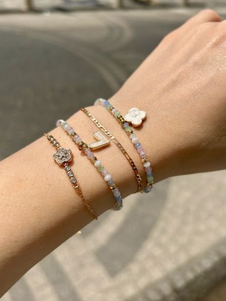 Ozzy Summer Soft Renk Kristal Boncuklu Bileklik Yonca Uçlu