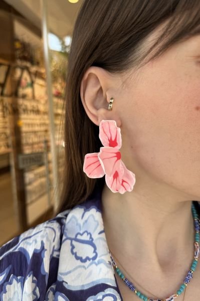 Marka Model Desenli Çiçek Küpe Pembe