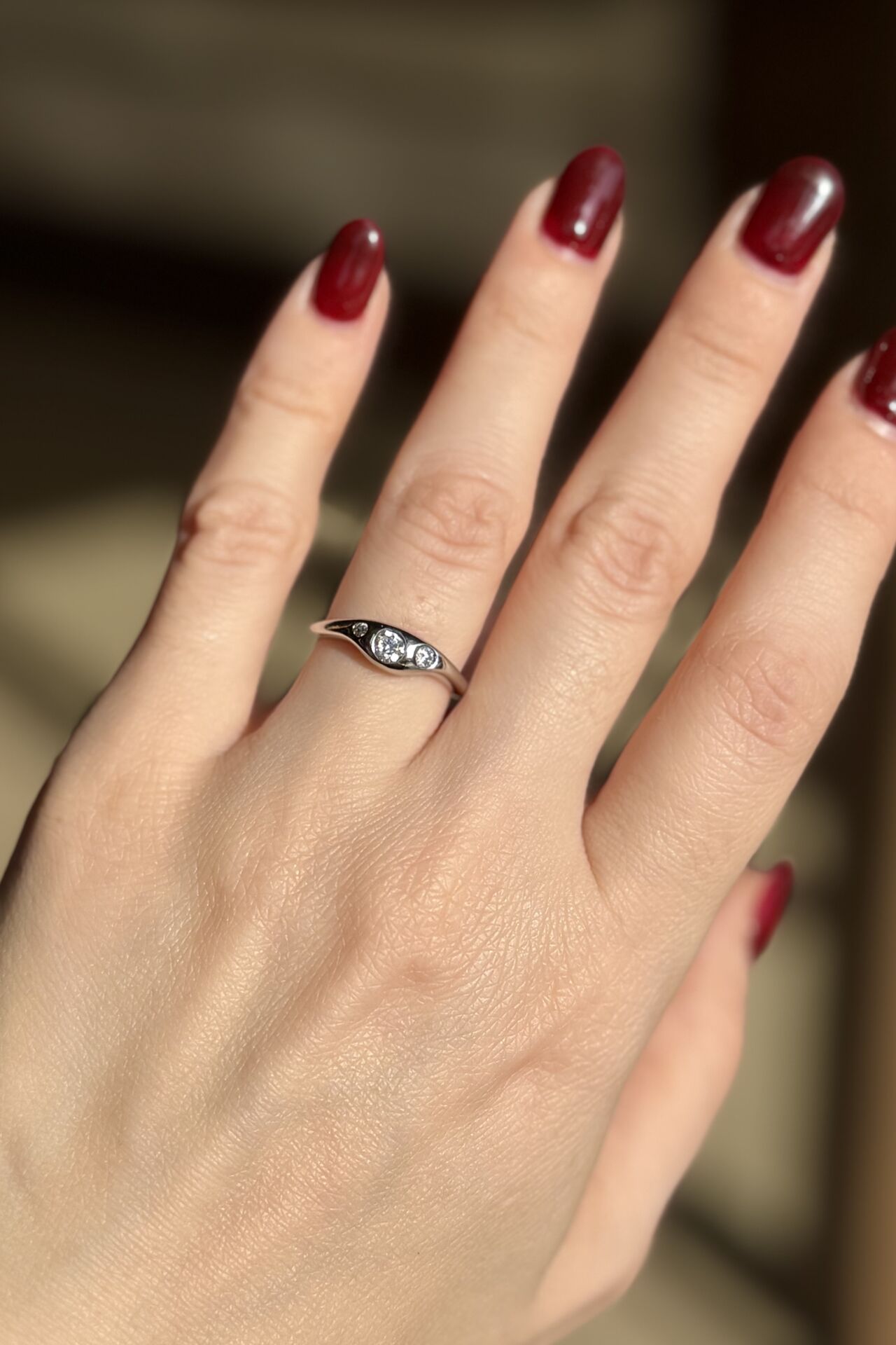 3 Gömme Taşlı Ayarlanabilir İnce Yüzük Gümüş Renk