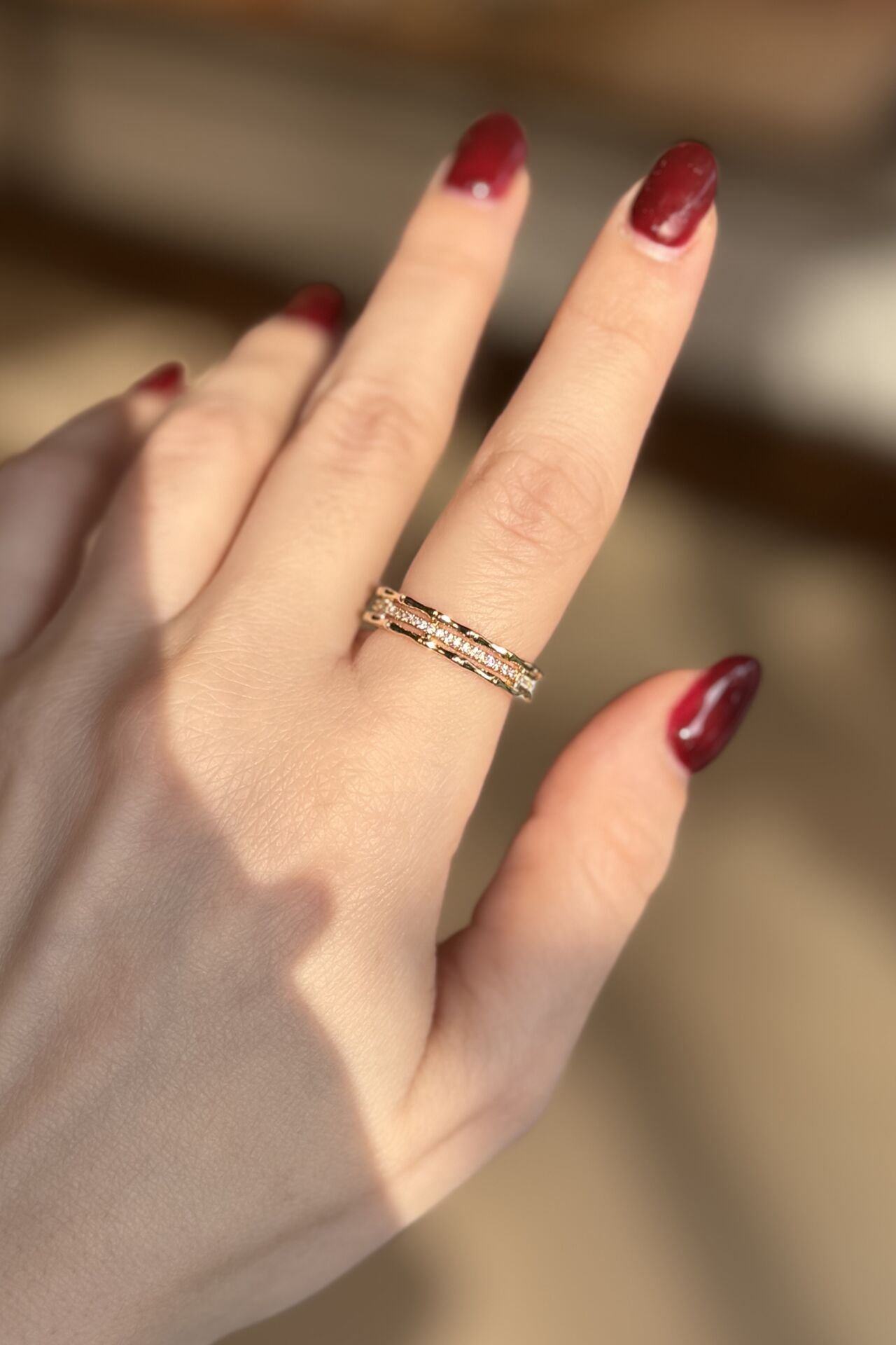 Orta Sırası Taşlı Eklem Model Ayarlanabilir Yüzük