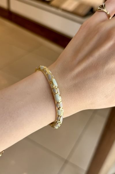 Mineli Yuvarlak Desen Yaylı Bileklik