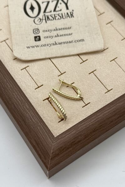 VIP Önü Burgulu Uzun Halka Küpe 14K