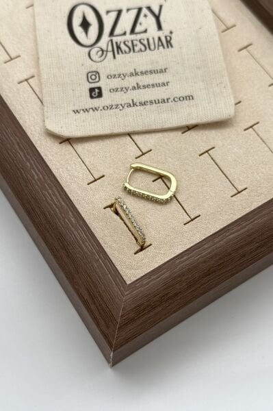 VIP Önü Sıra Talı Oval Halka Küpe 14K