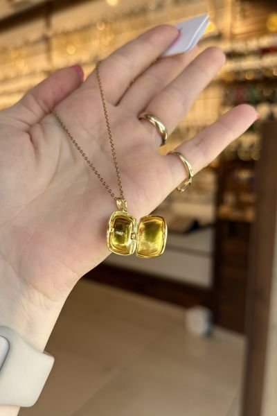 Göz Detay Kapaklı Çelik Kolye 45 cm