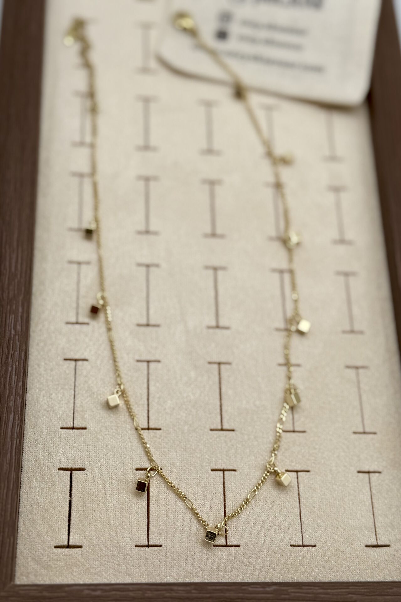 VIP Sıra Küp Sallantılı Zincir Kolye 35 + 10 cm 14K