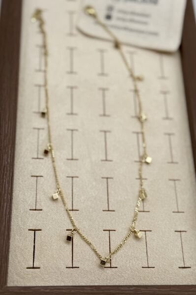 VIP Sıra Küp Sallantılı Zincir Kolye 35 + 10 cm 14K