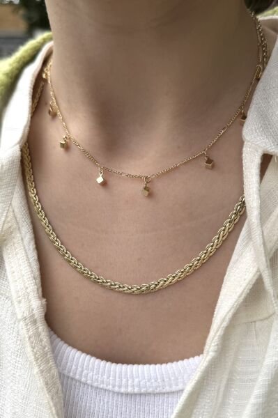 VIP Balık Sırtı Örgü Zincir Kolye 50 cm 14K