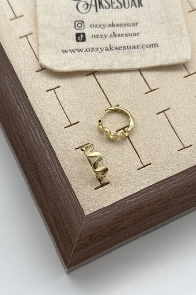 VIP Önü Dalgalı Model Halka Küpe 14K
