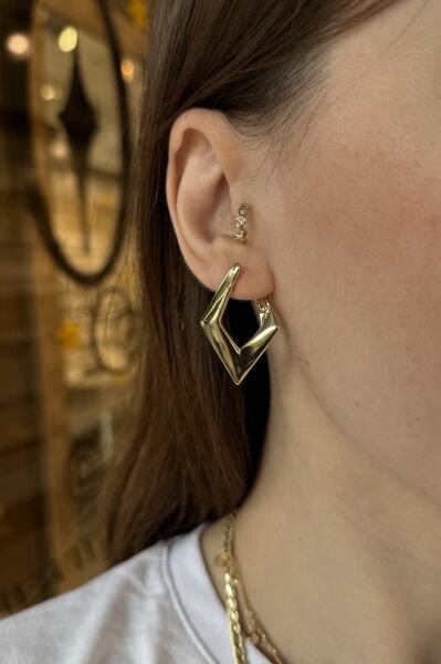 VIP Elmas Model Halka Küpe 14K