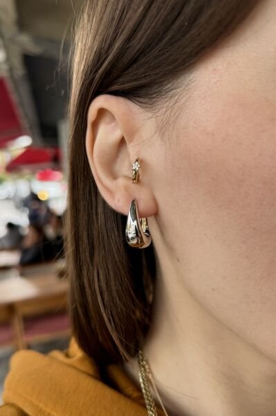 VIP Damla Model Halka Küpe Gümüş Renk