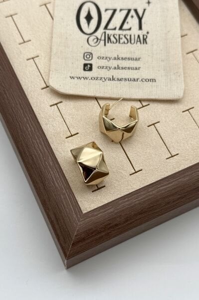 VIP Geometrik Model Kalın Yarım Halka Küpe